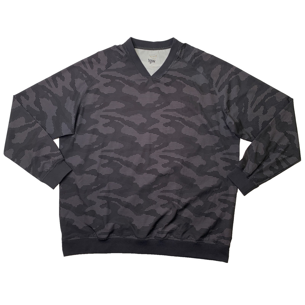 TGW Windbreaker Mens XL Extra Large Black Camo Print Windshirt Golf Pullover